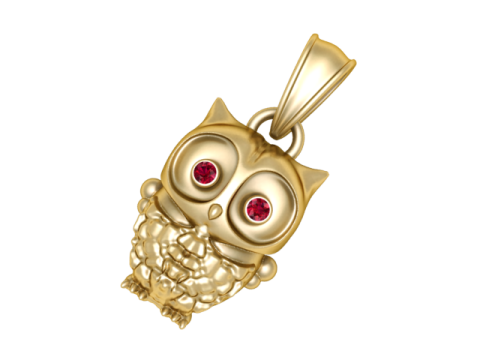 GOLD OWL PENDANT 3D PRINTABLE MODEL 3D 打印模型