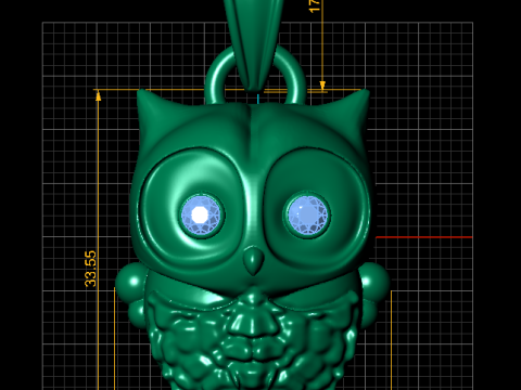 GOLD OWL PENDANT 3D PRINTABLE MODEL 3D 打印模型