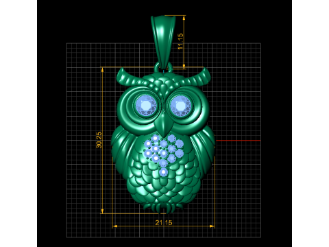 Owl gold pendant Modelo de impresión 3D