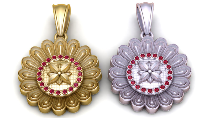 Golden Floral Blossom Pendant Modelo de impresión 3D .c4d .max .obj .3ds .fbx .stl .blend