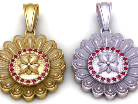 Golden Floral Blossom Pendant Modello di stampa 3D