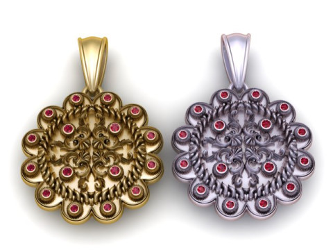 Golden Ornate Mandala Pendant 3D 프린트 모델