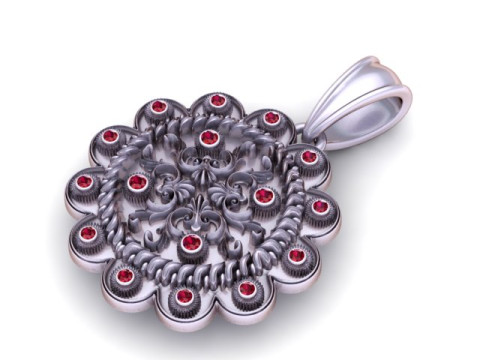 Golden Ornate Mandala Pendant 3Dプリントモデル