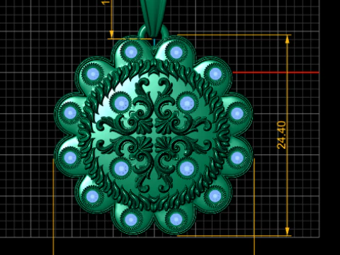 Golden Ornate Mandala Pendant 3D Print Model