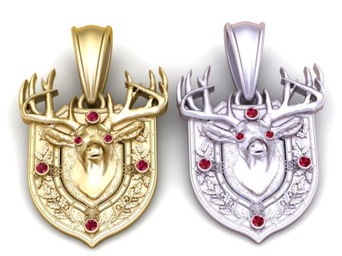 Altın Geyik Arması Kolye 3D Baskı Modeli