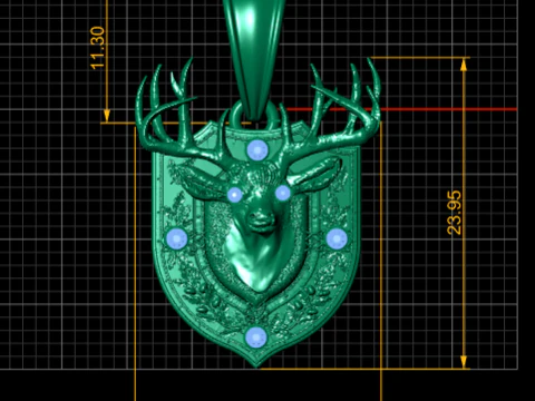Golden Stag Crest Pendant 3D Print Model