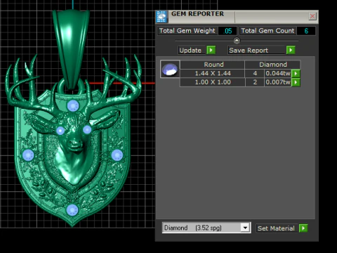 Golden Stag Crest Pendant 3D Print Model