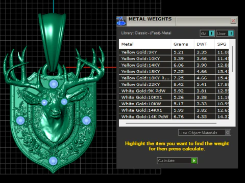Golden Stag Crest Pendant 3D Print Model