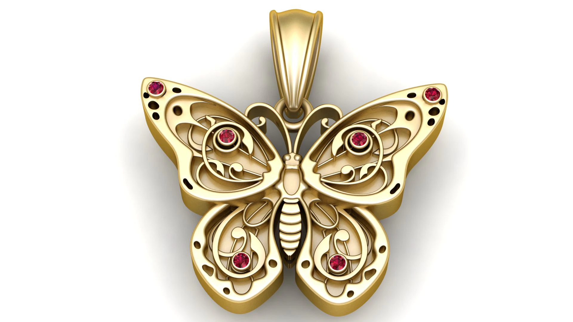 Butterfly pendant 3D Print Model .c4d .max .obj .3ds .fbx .stl .blend 