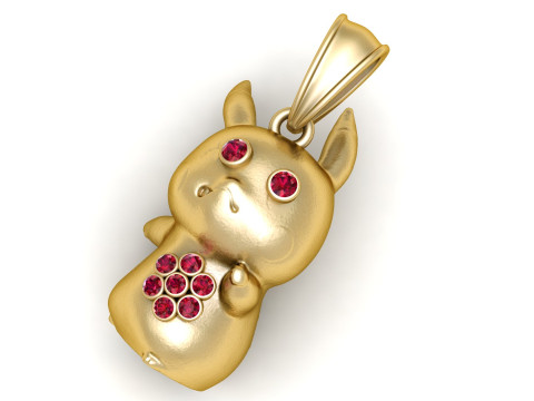 Gold character pendant Model Cetak 3D
