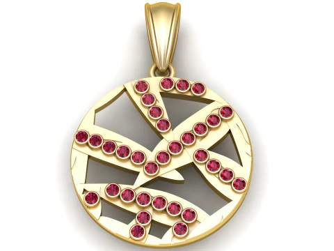 Gold round pendant 3D Print Model