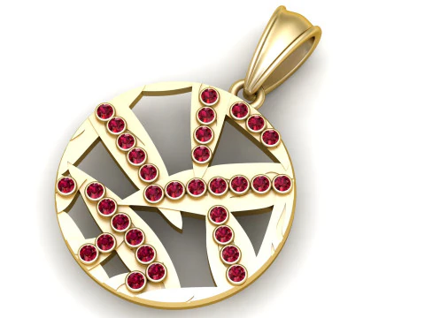 Gold round pendant 3D Print Model