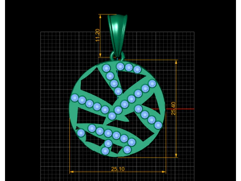 Gold round pendant 3D Print Model