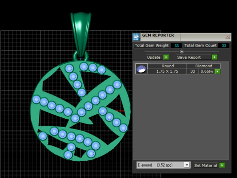 Gold round pendant 3D Print Model