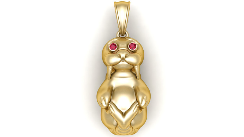 Gold walrus pendant 3Dプリントモデル .c4d .max .obj .3ds .fbx .stl .blend 