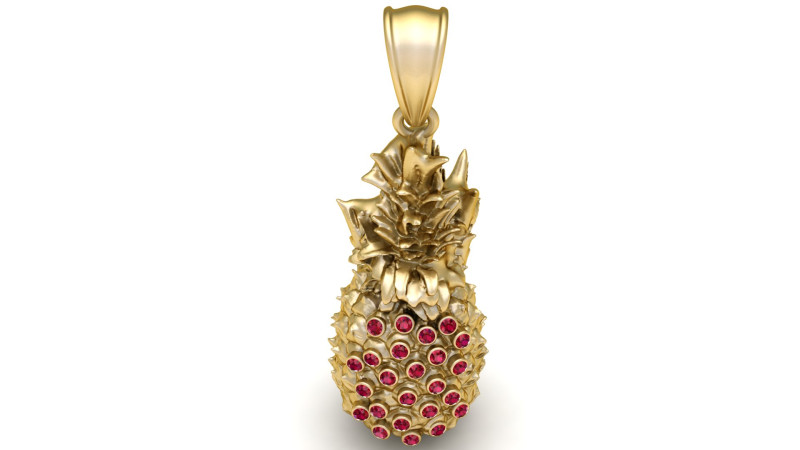 Gold pineapple pendant 3D printmodel .c4d .max .obj .3ds .fbx .stl .blend