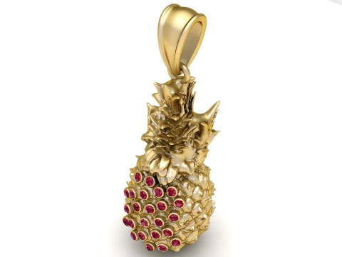 Gold pineapple pendant 3D Print Model