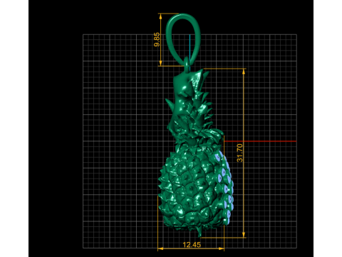 Gold pineapple pendant 3D printmodel