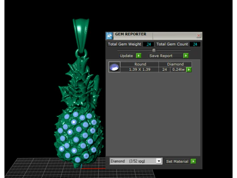 Gold pineapple pendant 3D Print Model