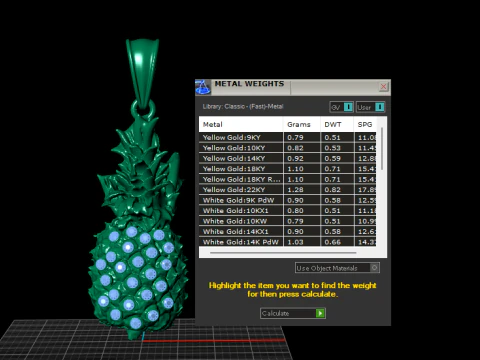 Gold pineapple pendant 3D Print Model