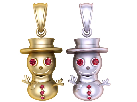 Snowman Shaped Jewelry Pendant 3D Model