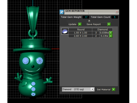 Snowman Shaped Jewelry Pendant Modèle 3D