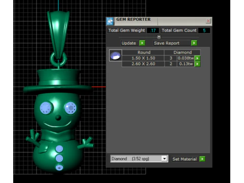 Snowman Shaped Jewelry Pendant 3D Model