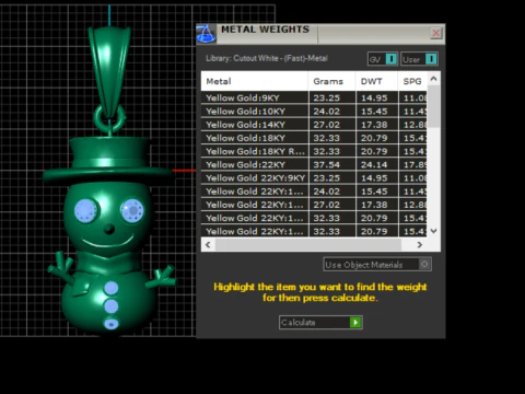 Snowman Shaped Jewelry Pendant 3D Model