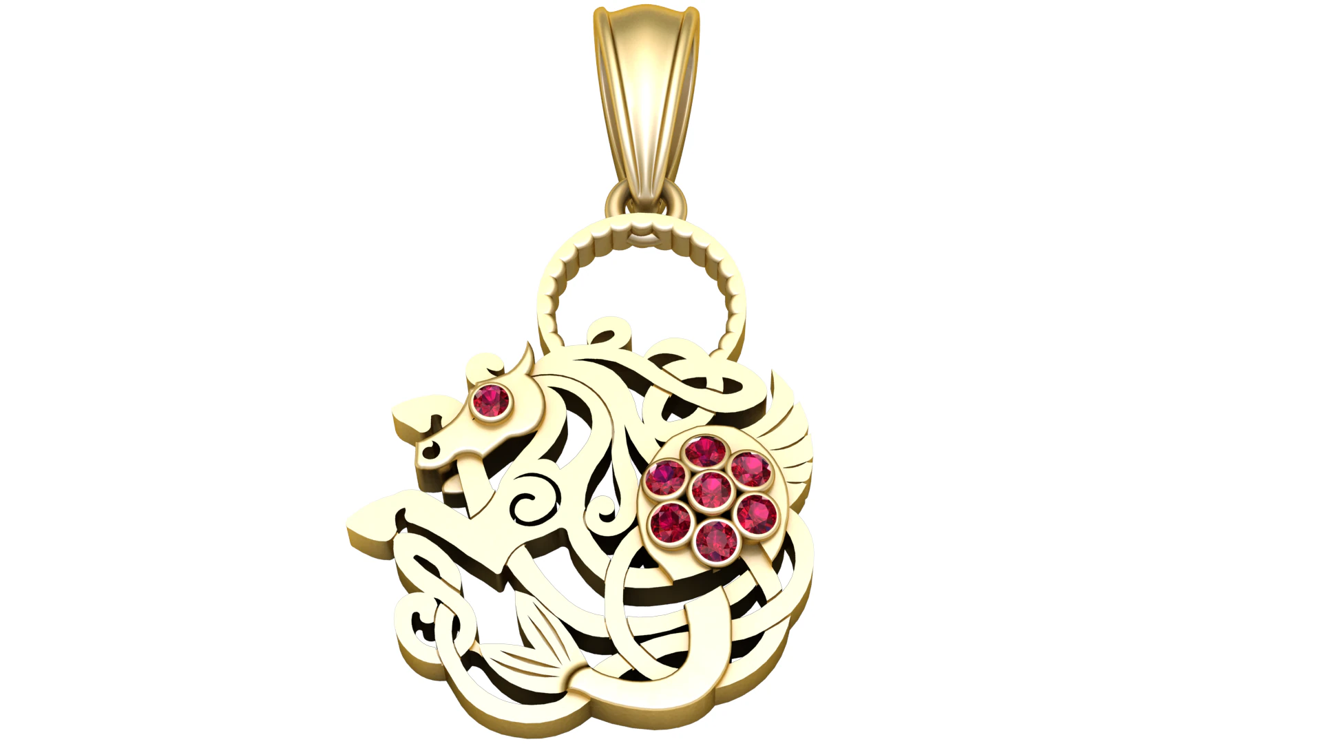 ROUND GOLD PENDANT 3d 3D Model .c4d .max .obj .3ds .fbx .stl .blend