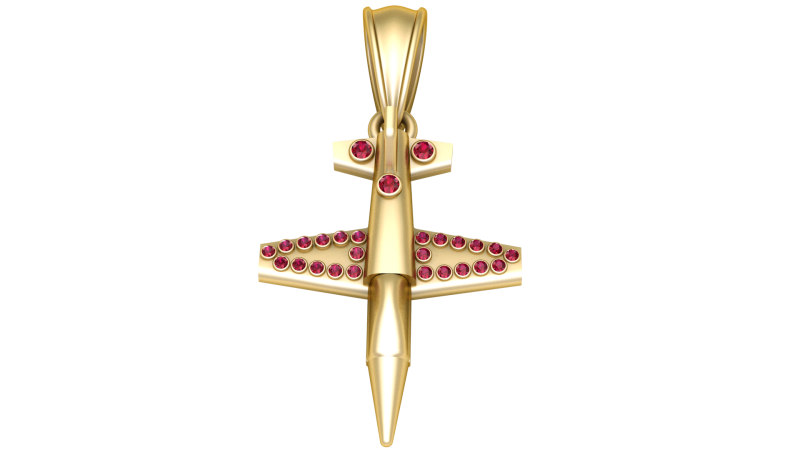 Gold airplane pendant 3D 3D Model .c4d .max .obj .3ds .fbx .stl .blend 