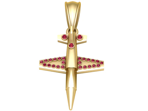 Gold airplane pendant 3D 3D Model