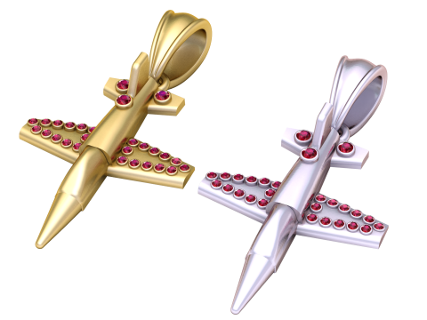 Gold airplane pendant 3D 3D Model