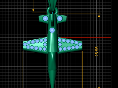 Gold airplane pendant 3D 3D Model
