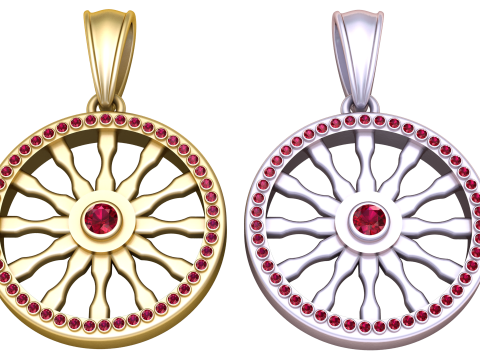 Classic Heart Pendant - Gemstone Model 3D
