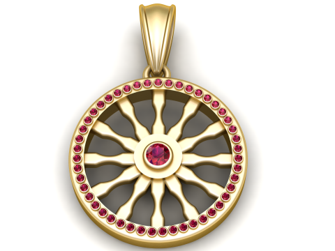 Classic Heart Pendant - Gemstone Model 3D