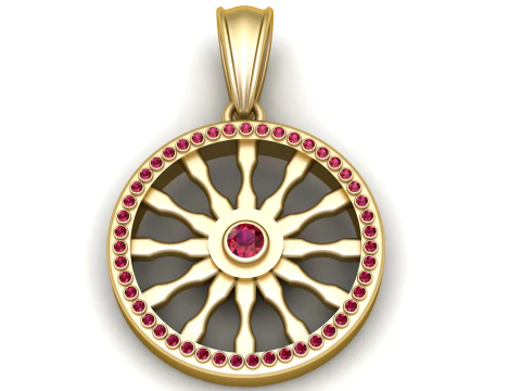 Classic Heart Pendant - Gemstone 3D Model