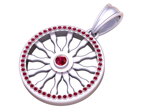 Classic Heart Pendant - Gemstone Model 3D