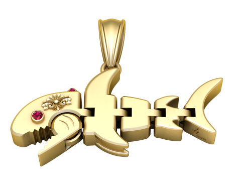 Gold Fishbone Pendant 3Dモデル