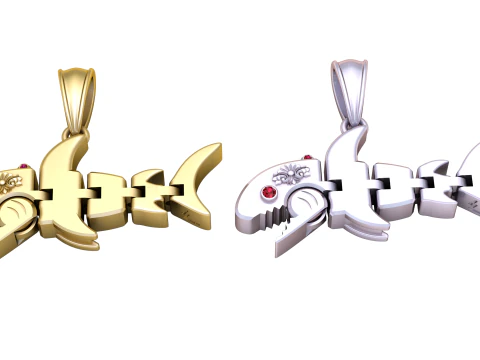 Gold Fishbone Pendant 3D Model