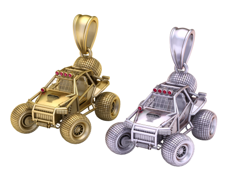 GOLD JEEP PENDENT Model 3D