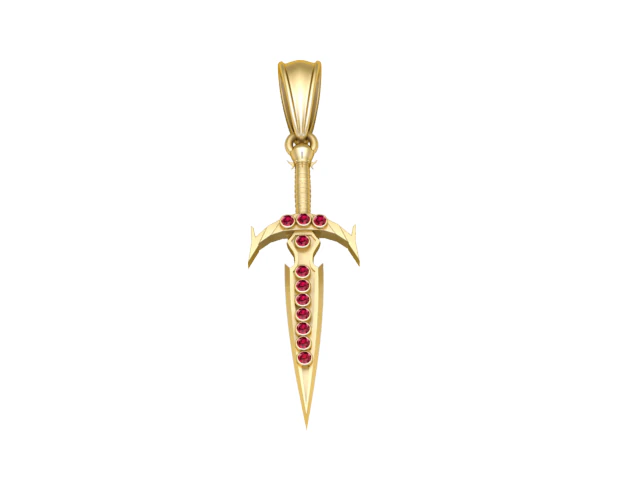 Gold sword pendant 3D Print Model .c4d .max .obj .3ds .fbx .stl .blend 