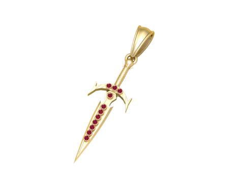 Gold sword pendant Model Cetak 3D