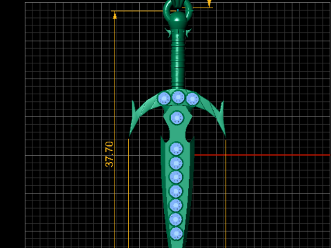 Gold sword pendant Model Cetak 3D
