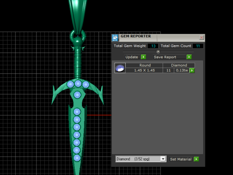 Gold sword pendant Model Cetak 3D
