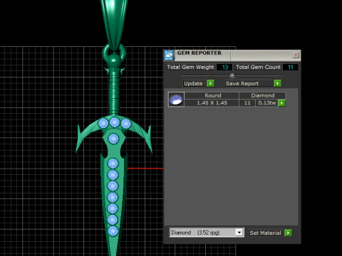 Gold sword pendant 3D Print Model