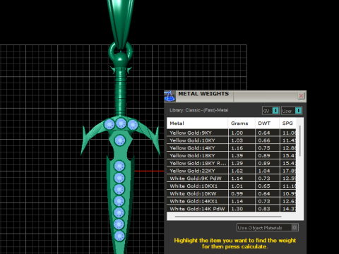 Gold sword pendant Model Cetak 3D