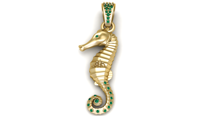 Seahorse gold pendant Model Cetak 3D .c4d .max .obj .3ds .fbx .stl .blend
