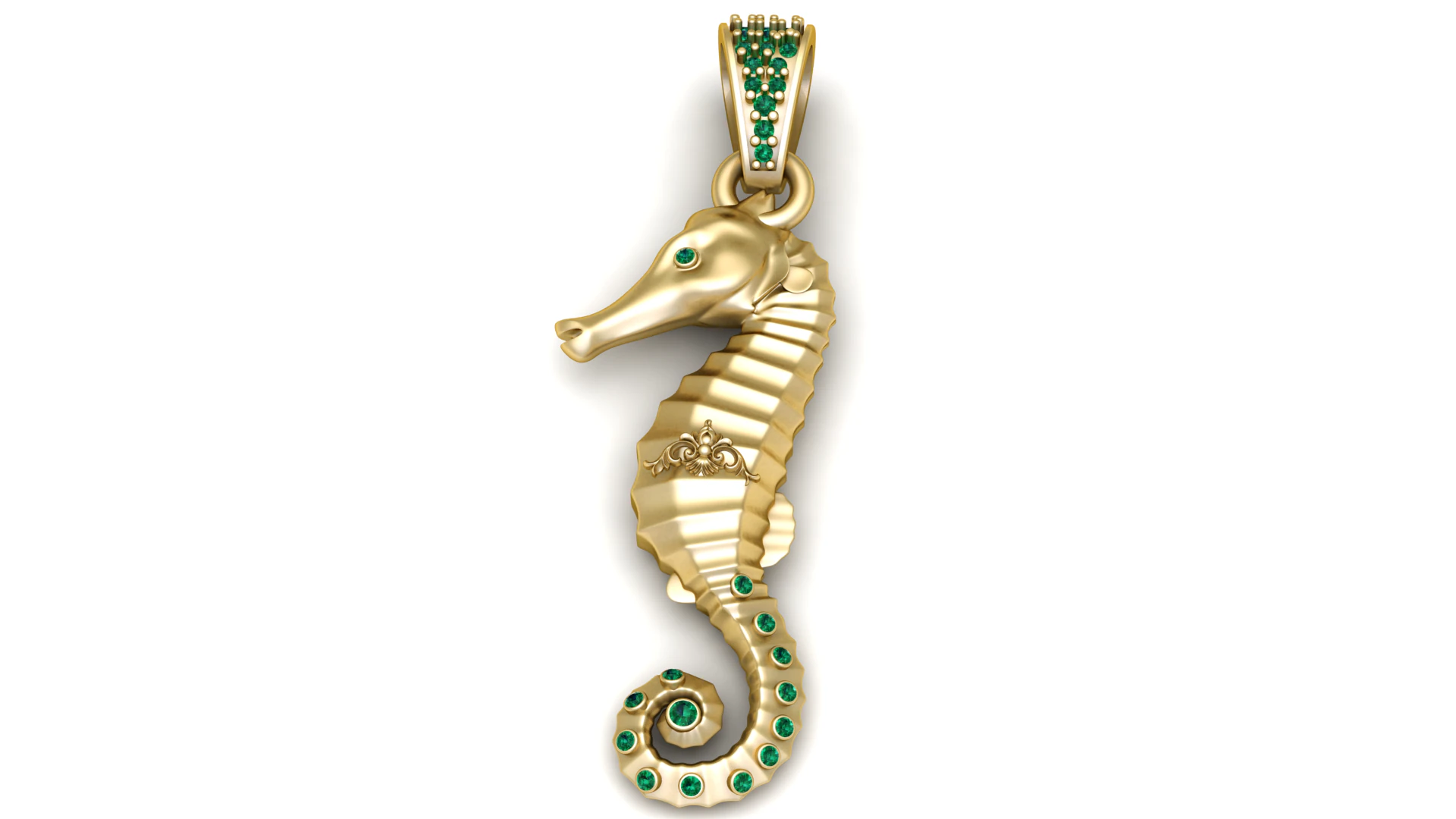 Seahorse gold pendant 3D Print Model .c4d .max .obj .3ds .fbx .stl .blend 