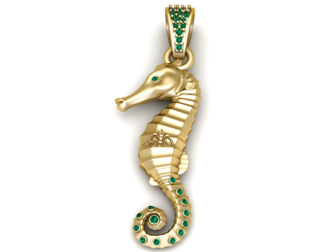 Seahorse gold pendant 3D 프린트 모델