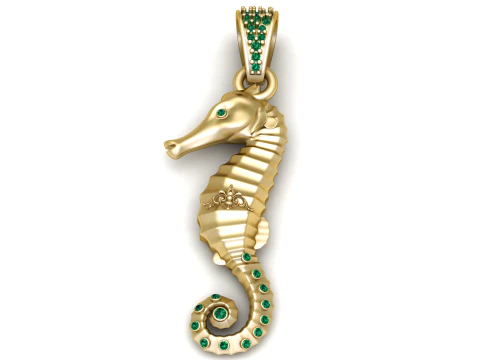 Seahorse gold pendant 3D Print Model